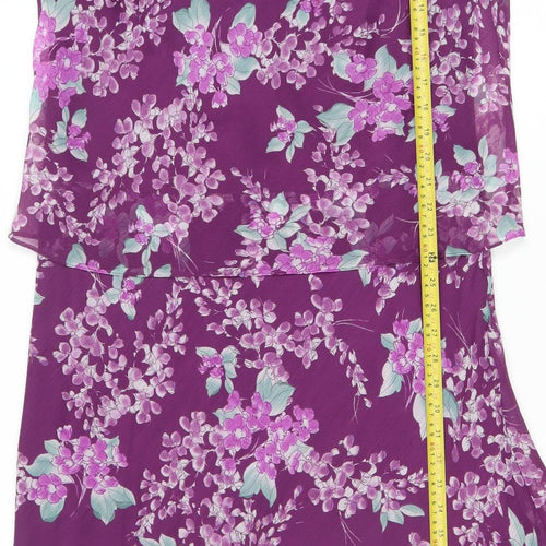 Eastex Women’s Purple Floral Asymmetric Midi Dress Size 16