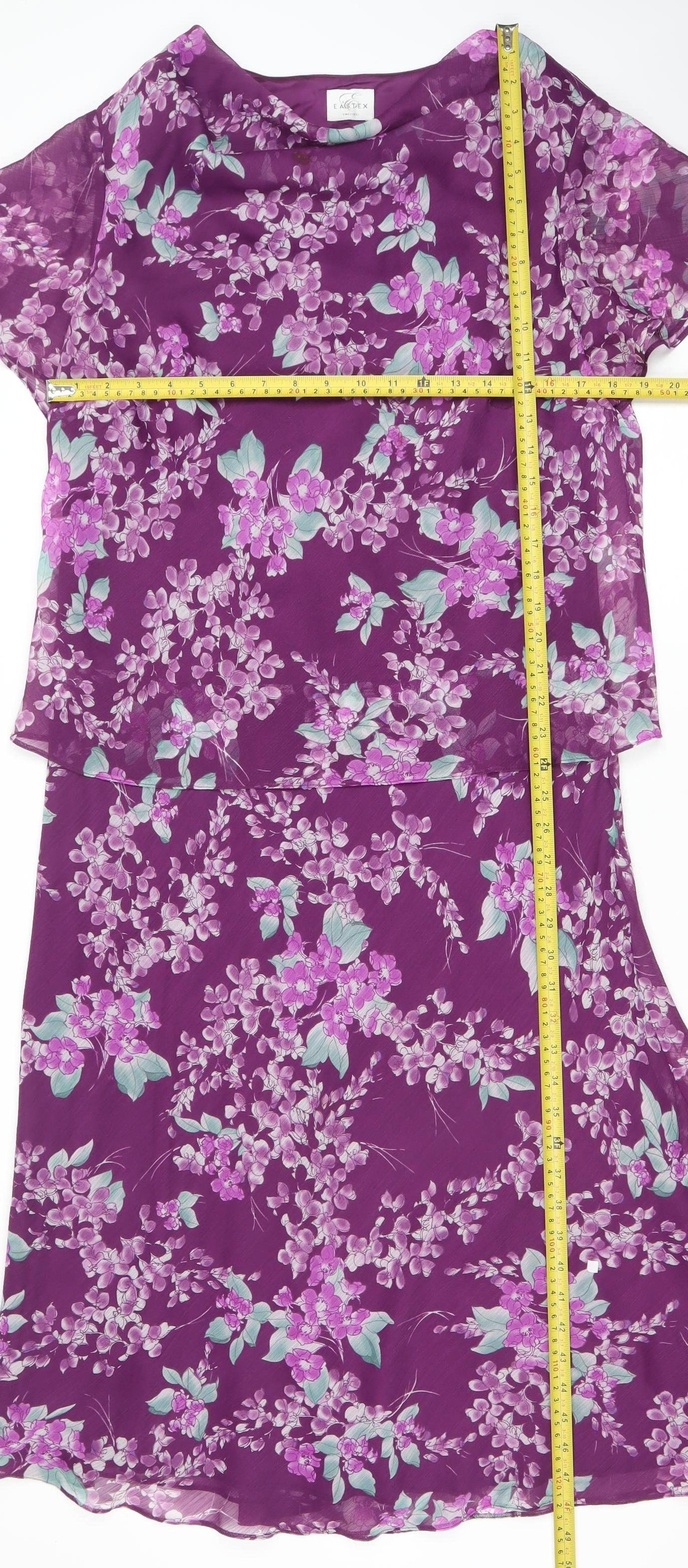 Eastex Women’s Purple Floral Asymmetric Midi Dress Size 16