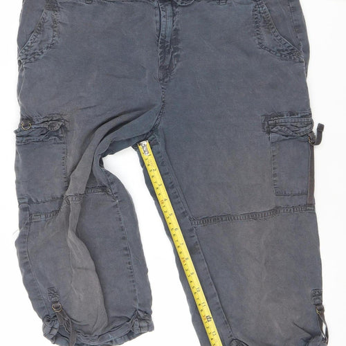 Weird Fish Women Grey Size 12 Cargo Shorts 100% Lyocell Drawstring Casual