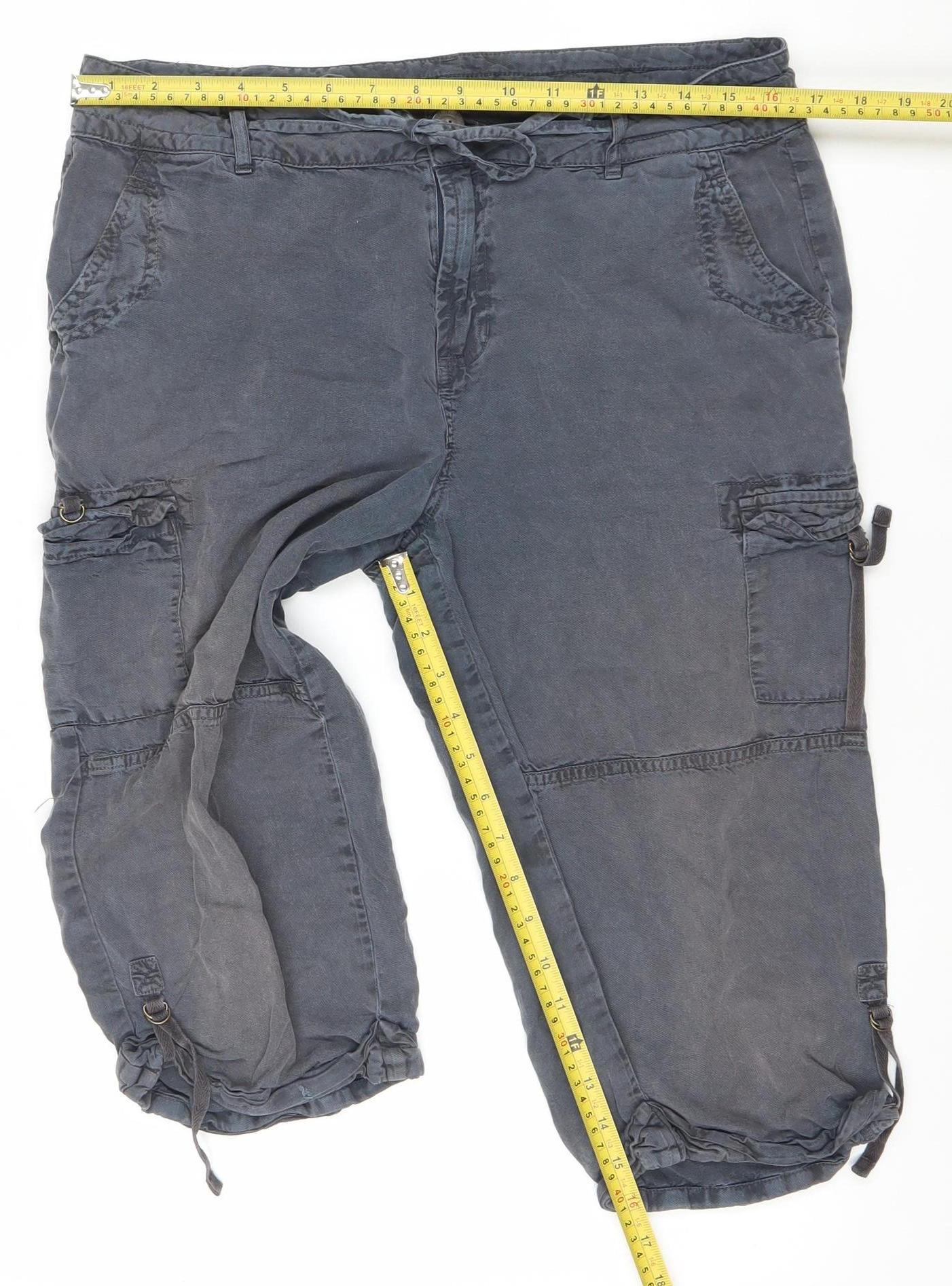 Weird Fish Women Grey Size 12 Cargo Shorts 100% Lyocell Drawstring Casual