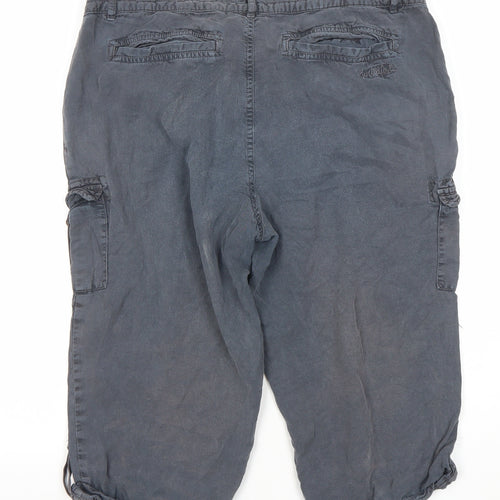 Weird Fish Women Grey Size 12 Cargo Shorts 100% Lyocell Drawstring Casual