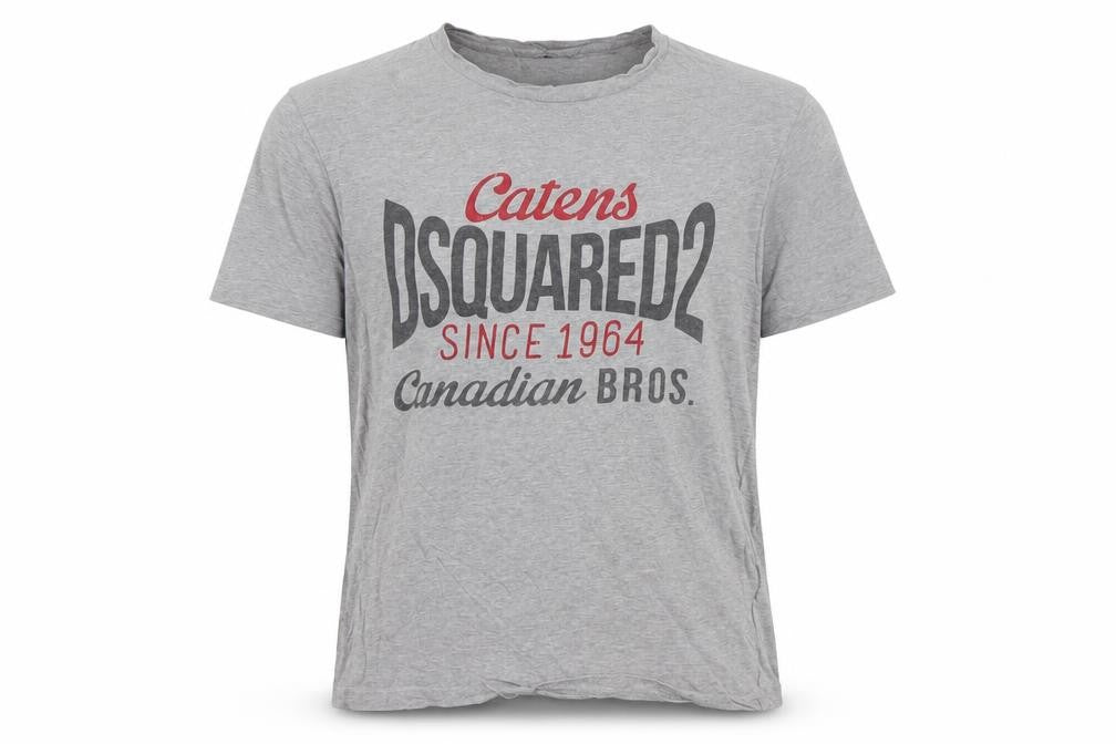Front view of Dsquared2 boys’ grey logo print cotton t-shirt 8 years
