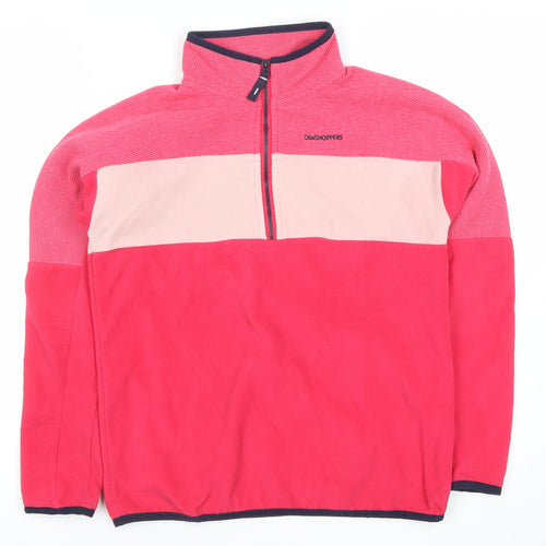 Craghoppers Girls Pink 11-12 Years Fleece Colourblock 1/2 Zip Sweatshirt