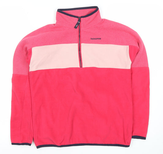 Craghoppers Girls Pink 11-12 Years Fleece Colourblock 1/2 Zip Sweatshirt