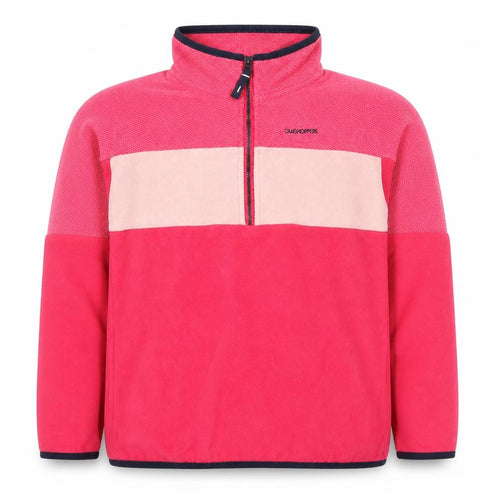Craghoppers Girls Pink 11-12 Years Fleece Colourblock 1/2 Zip Sweatshirt