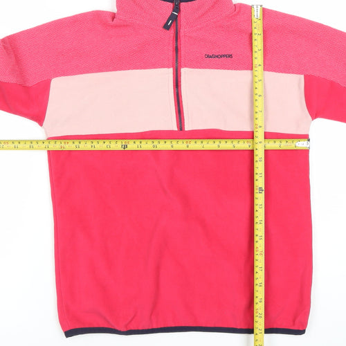 Craghoppers Girls Pink 11-12 Years Fleece Colourblock 1/2 Zip Sweatshirt