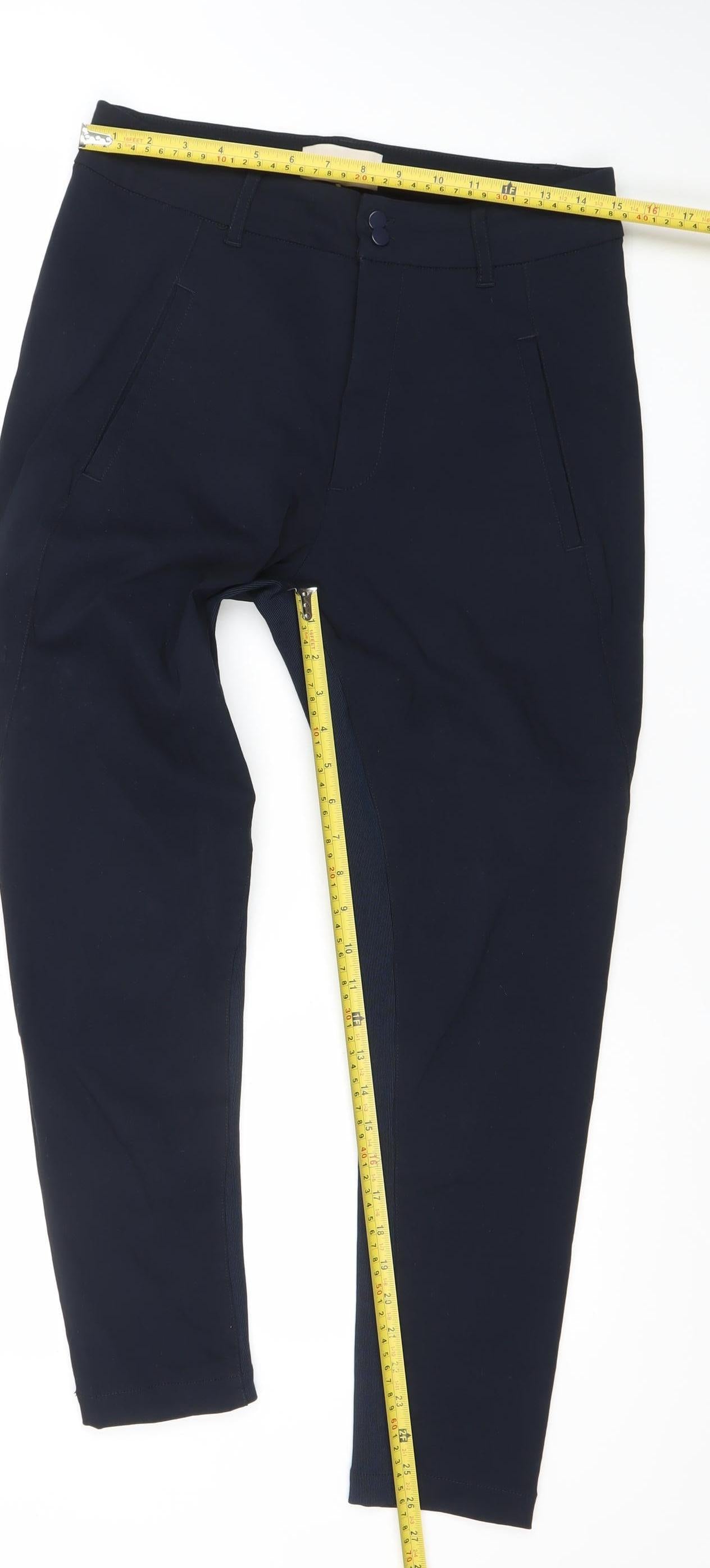FREE/QUENT Unisex Black Slim Fit Tapered Stretch Trousers M