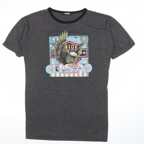 Missguided Women’s Grey USA Eagle Graphic T-Shirt Dress Size 8