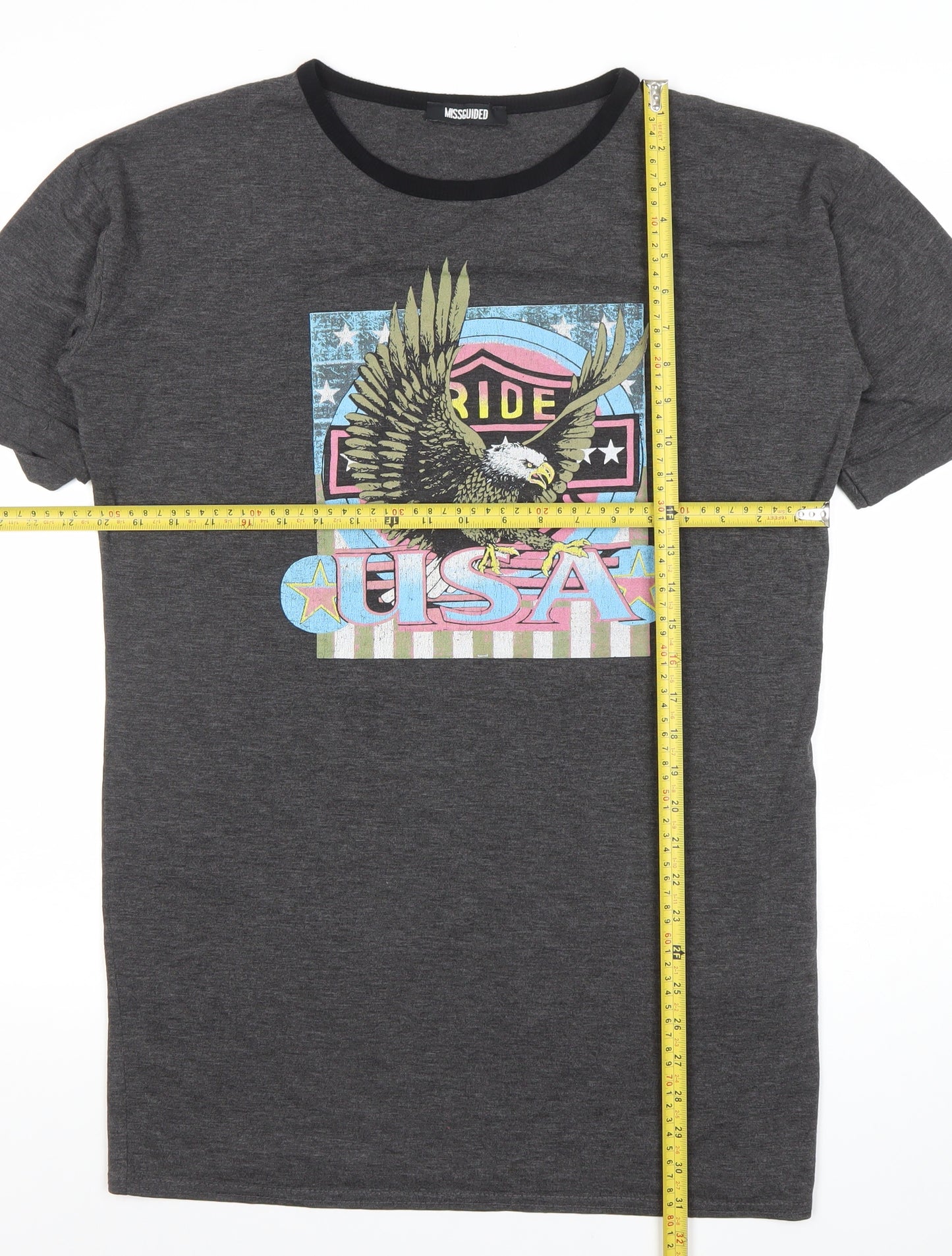 Missguided Women’s Grey USA Eagle Graphic T-Shirt Dress Size 8
