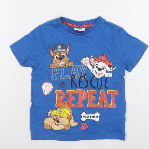 PAW Patrol Boys Blue Cotton T-Shirt 2-3 Years Short Sleeve Cartoon Print