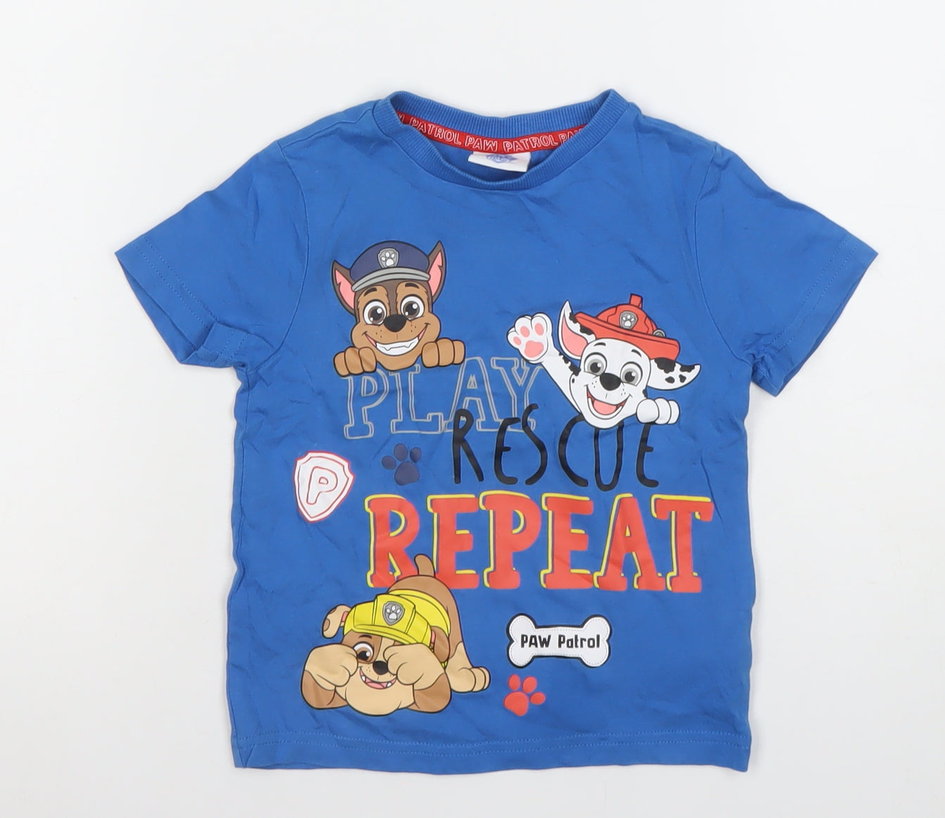 PAW Patrol Boys Blue Cotton T-Shirt 2-3 Years Short Sleeve Cartoon Print
