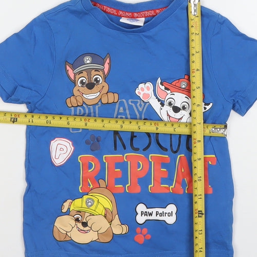 PAW Patrol Boys Blue Cotton T-Shirt 2-3 Years Short Sleeve Cartoon Print