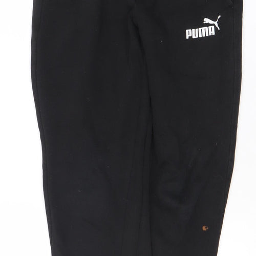 Puma Boys Black Jogger Activewear Sweatpants 12 Years Fleece Tapered Fit