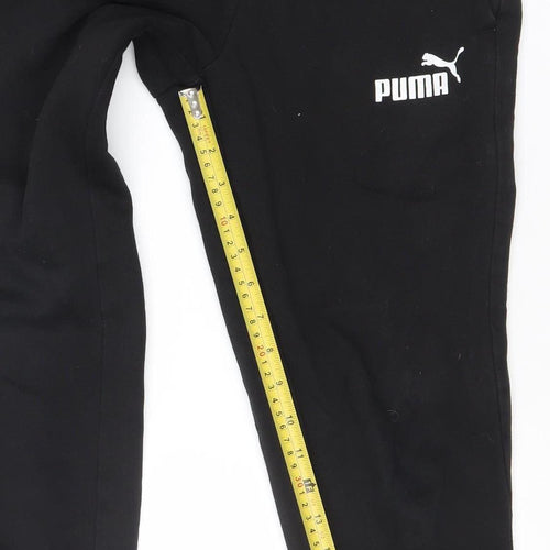 Puma Boys Black Jogger Activewear Sweatpants 12 Years Fleece Tapered Fit