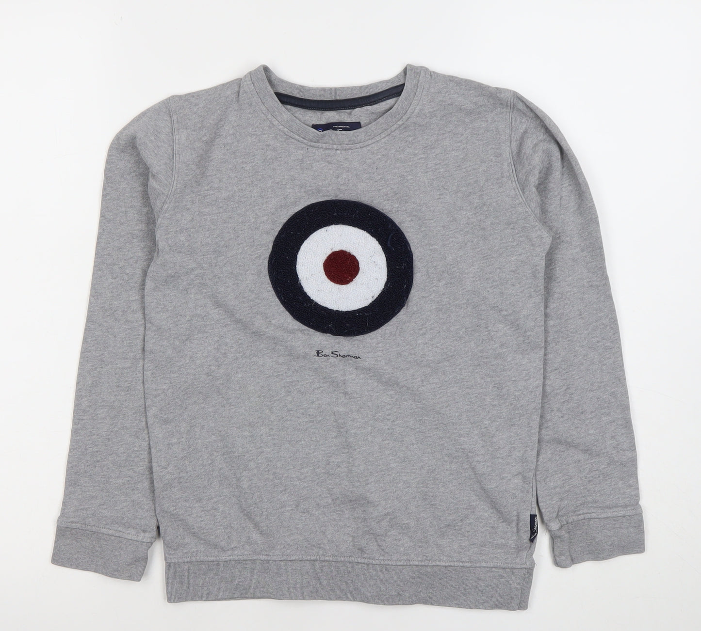 Ben Sherman Boys Grey Logo Sweatshirt 9-10 Years Cotton Blend Crew Neck