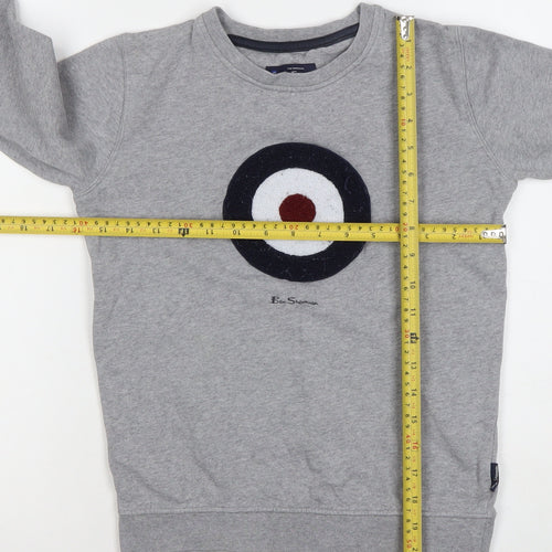 Ben Sherman Boys Grey Logo Sweatshirt 9-10 Years Cotton Blend Crew Neck