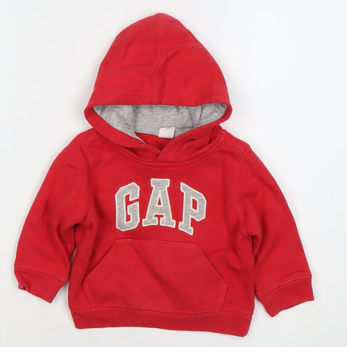 GAP Baby Unisex Red Hooded Classic Logo Fleece Jacket 6-12 Months
