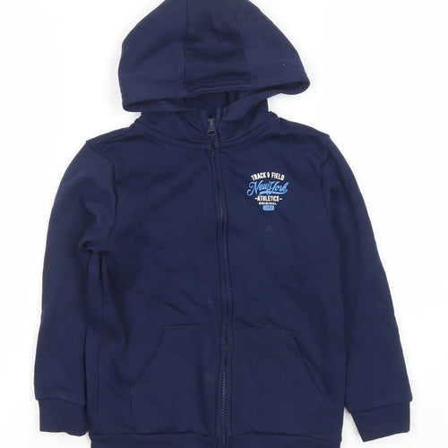 Dunnes Stores Boys Navy Full Zip Hoodie 5-6 Years Cotton Blend