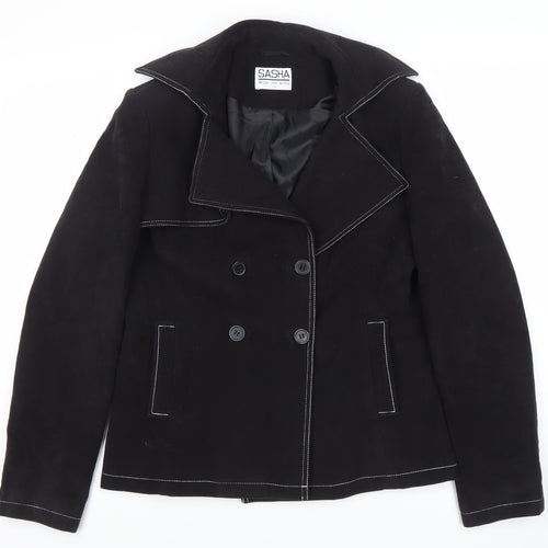 Sasha Women's Black Cotton Double-Breasted Suit Jacket UK 12