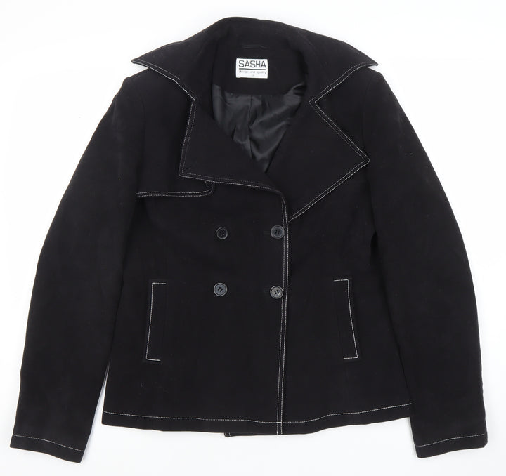 Sasha Women's Black Cotton Double-Breasted Suit Jacket UK 12