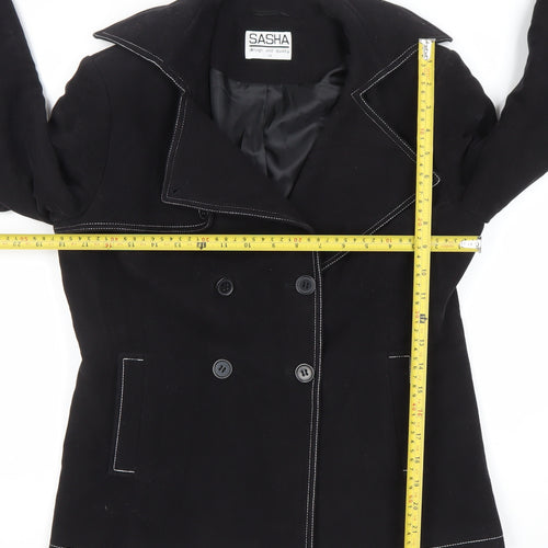Sasha Women's Black Cotton Double-Breasted Suit Jacket UK 12