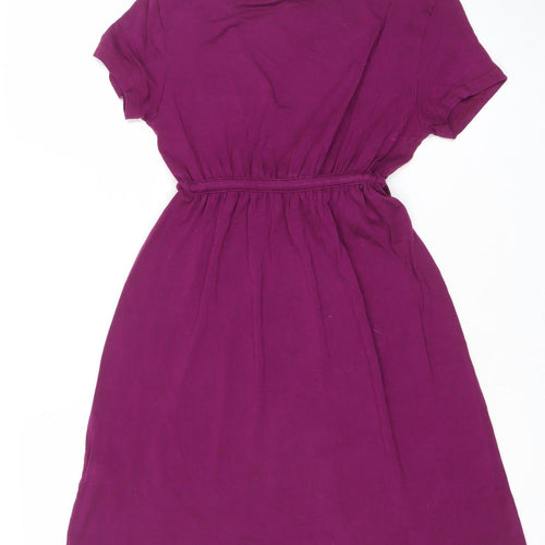 H&M Women's Purple A-Line Short Sleeve V-Neck Dress Size 8