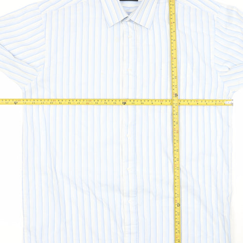 Cedarwood State Men's Blue Striped Long Sleeve XL Dress Shirt