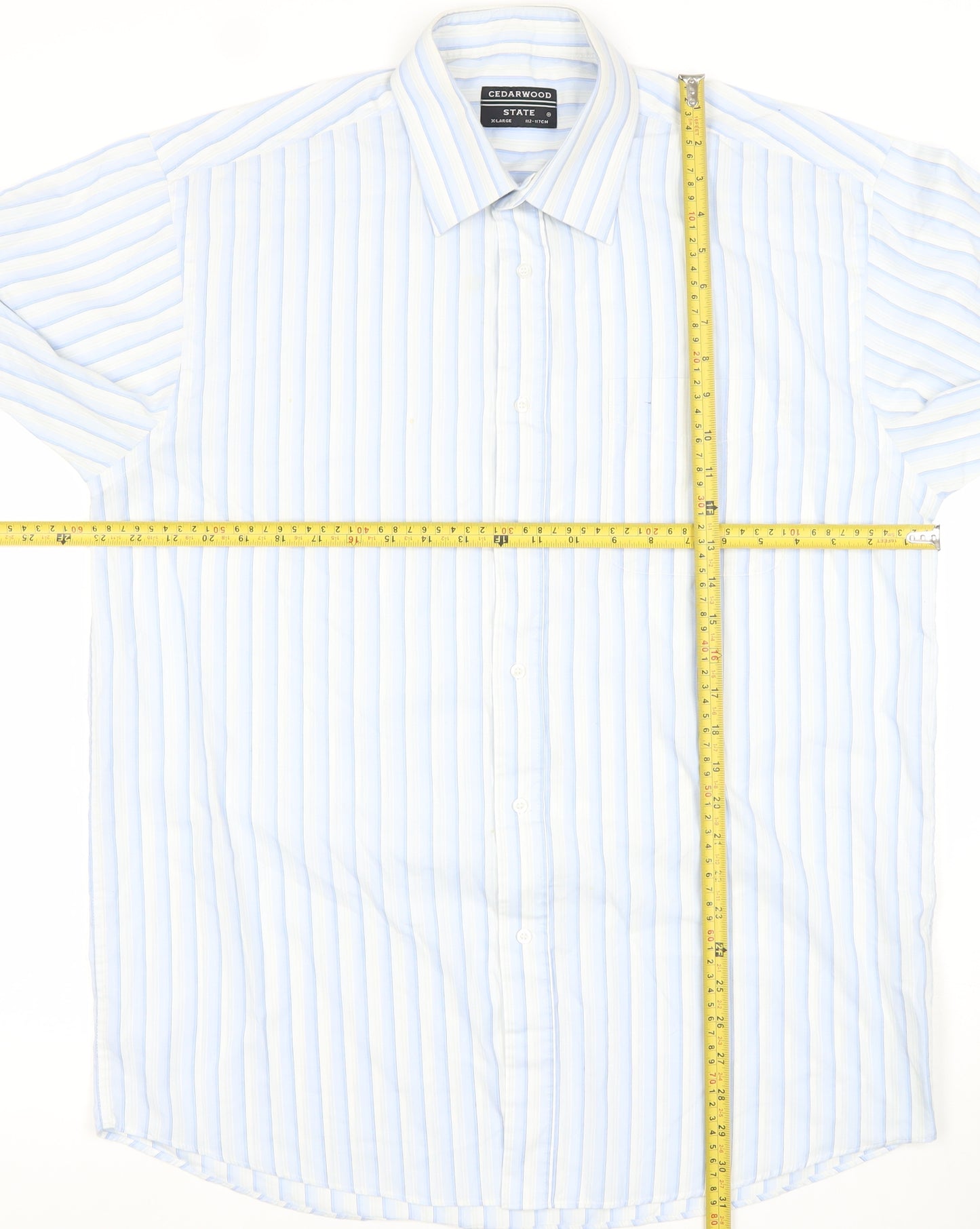 Cedarwood State Men's Blue Striped Long Sleeve XL Dress Shirt