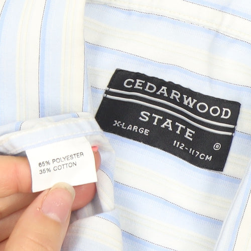 Cedarwood State Men's Blue Striped Long Sleeve XL Dress Shirt