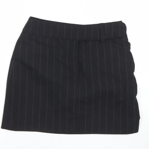 NAFNAF Womens Black Wool Blend Pinstripe Pencil Skirt Size 10