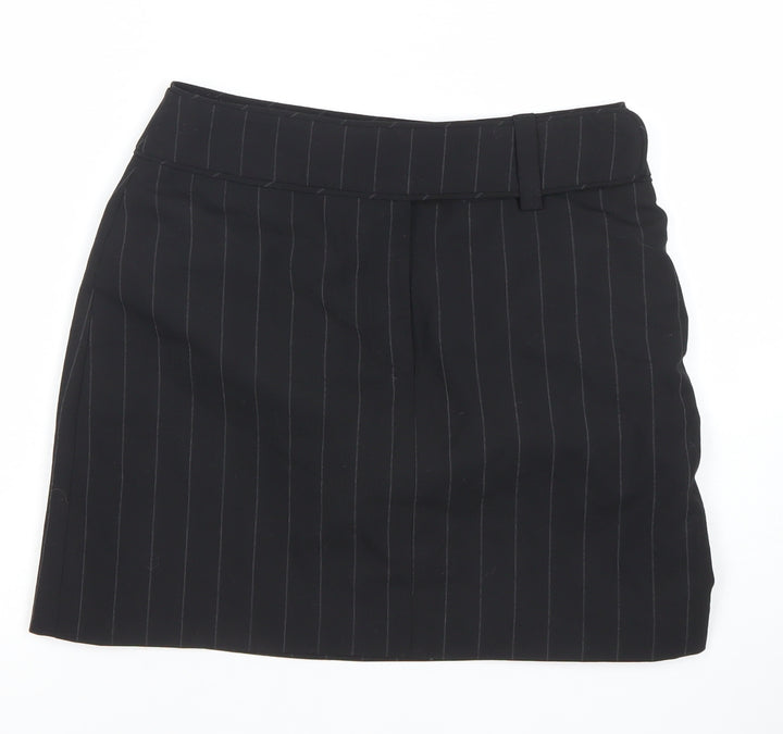 NAFNAF Womens Black Wool Blend Pinstripe Pencil Skirt Size 10