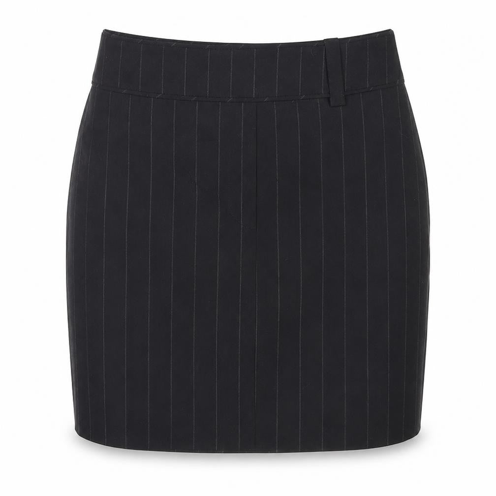 NAFNAF Womens Black Wool Blend Pinstripe Pencil Skirt Size 10