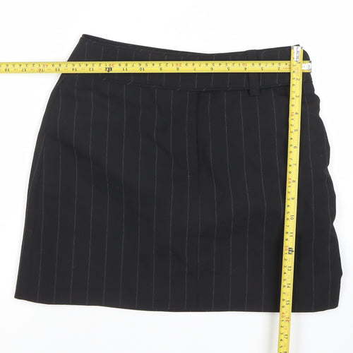 NAFNAF Womens Black Wool Blend Pinstripe Pencil Skirt Size 10