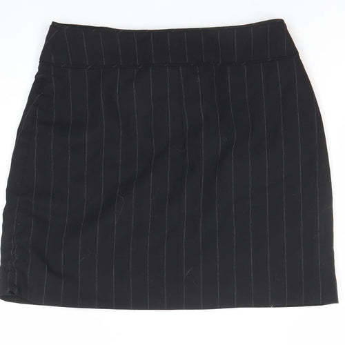 NAFNAF Womens Black Wool Blend Pinstripe Pencil Skirt Size 10