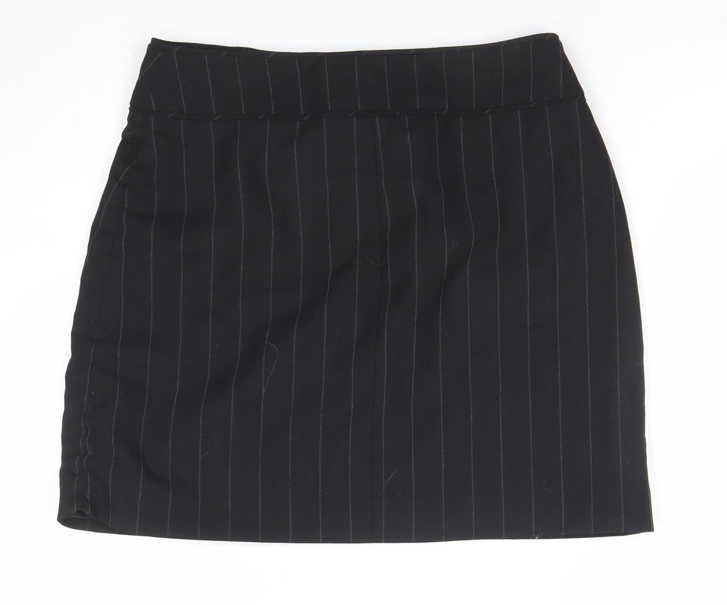NAFNAF Womens Black Wool Blend Pinstripe Pencil Skirt Size 10