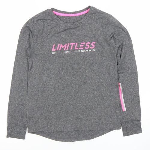 St. Bernard Girls Grey Long Sleeve 'Limitless' Active T-Shirt 8-9 Years