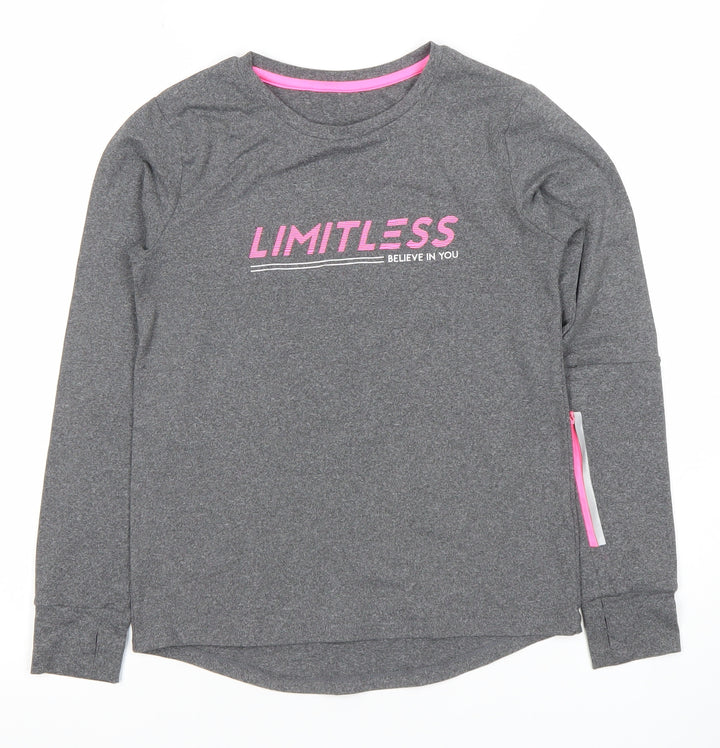 St. Bernard Girls Grey Long Sleeve 'Limitless' Active T-Shirt 8-9 Years