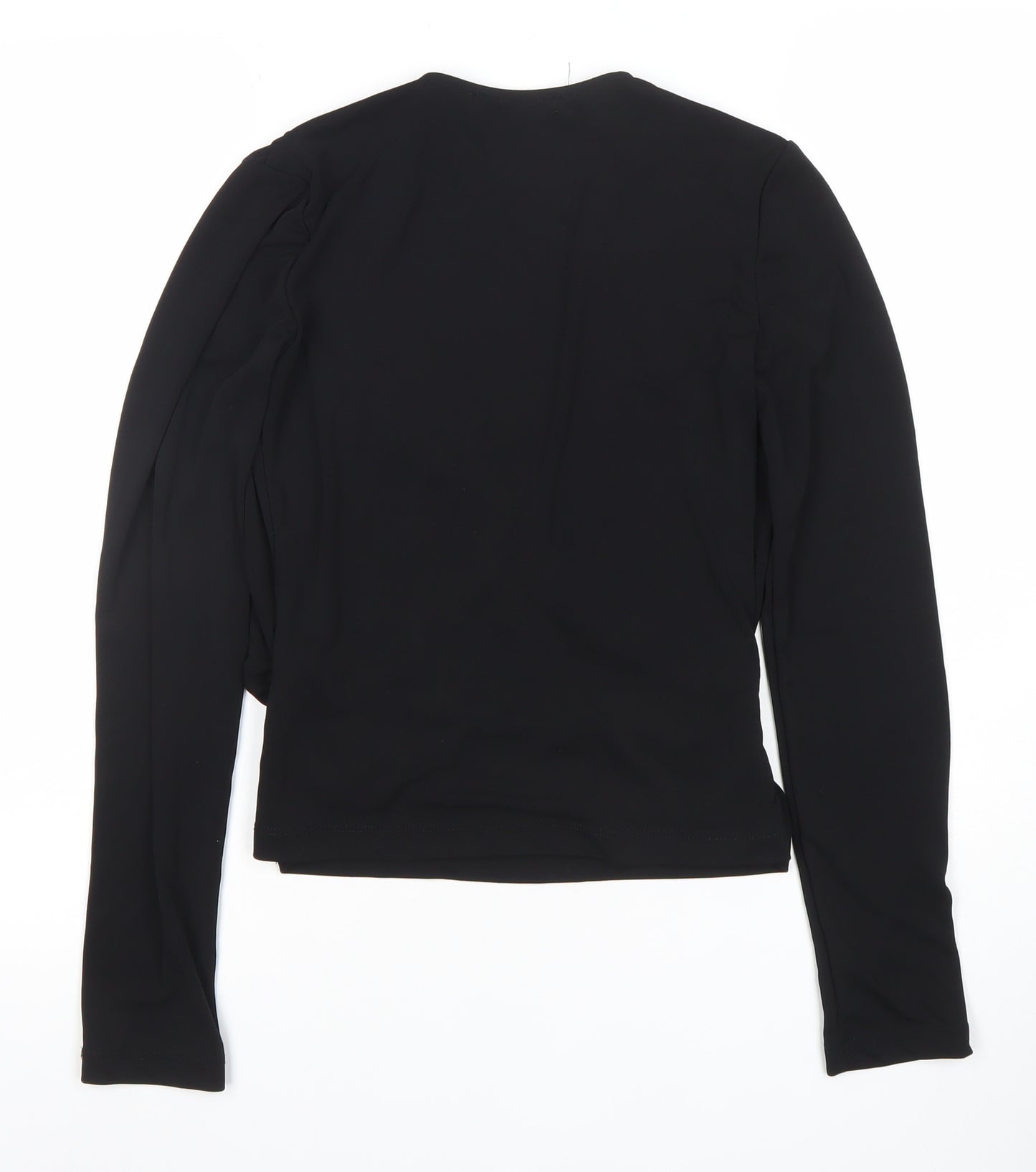 Zara Women Black Wrap Long Sleeve Blouse Size M