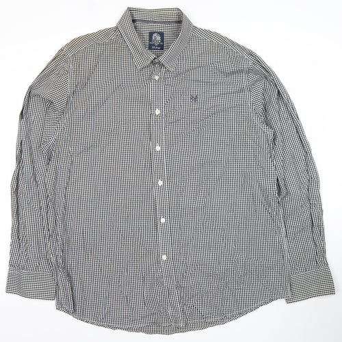 Crew Clothing Co. Men’s Black Check Long Sleeve Button-Up Shirt 2XL