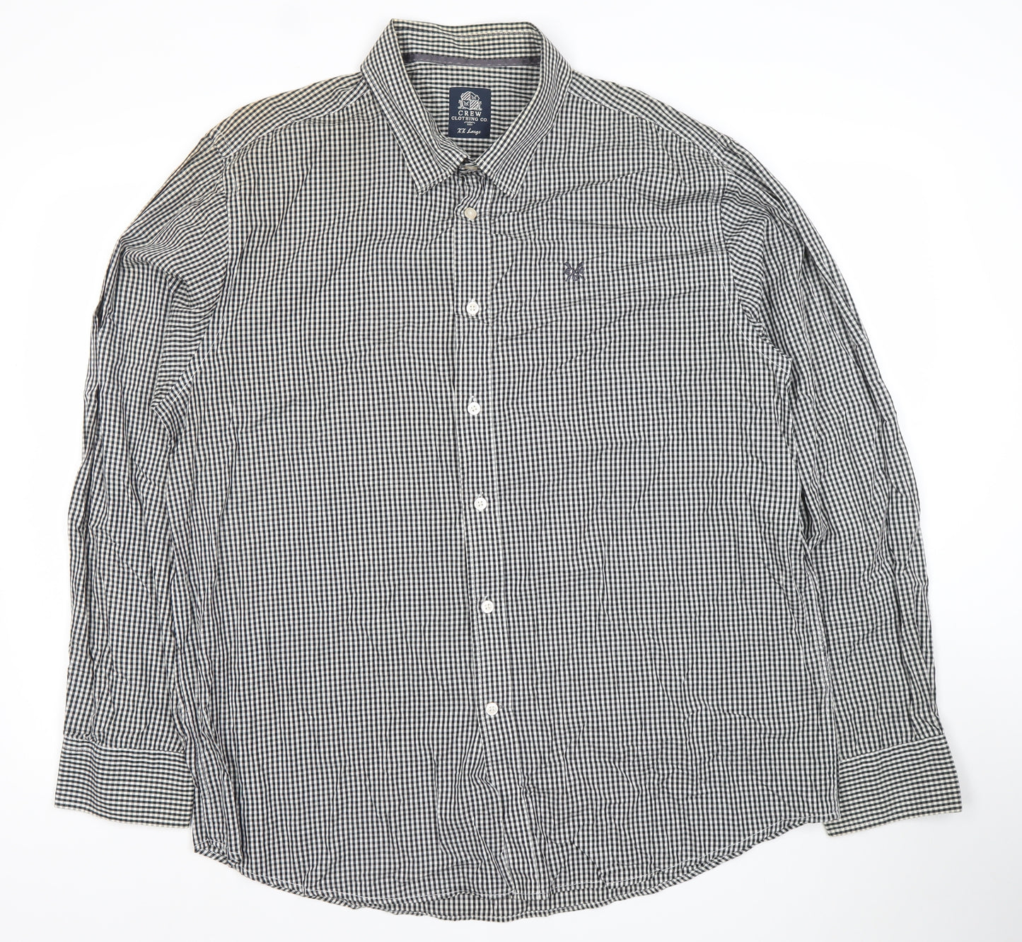 Crew Clothing Co. Men’s Black Check Long Sleeve Button-Up Shirt 2XL