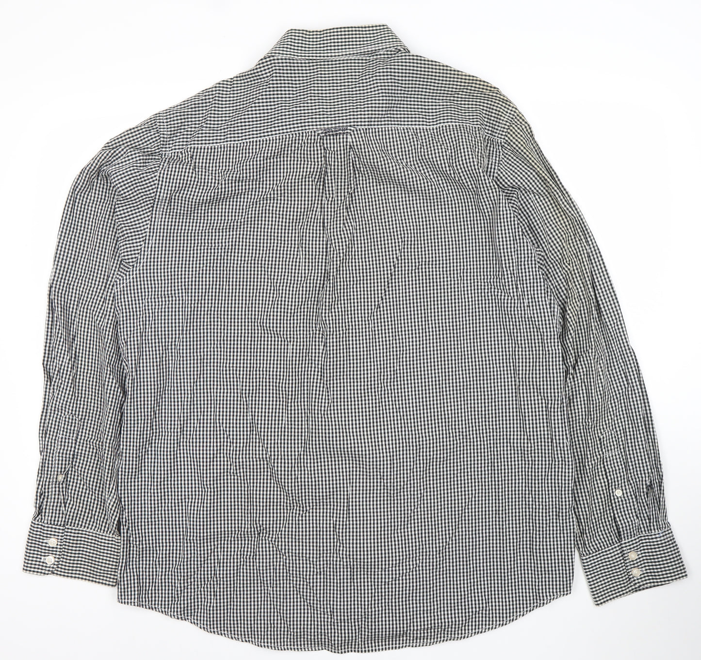 Crew Clothing Co. Men’s Black Check Long Sleeve Button-Up Shirt 2XL