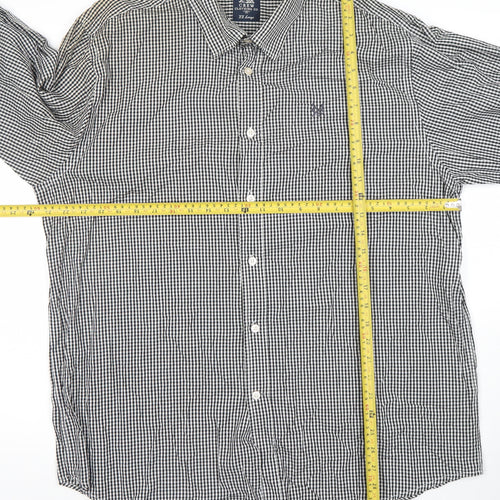 Crew Clothing Co. Men’s Black Check Long Sleeve Button-Up Shirt 2XL