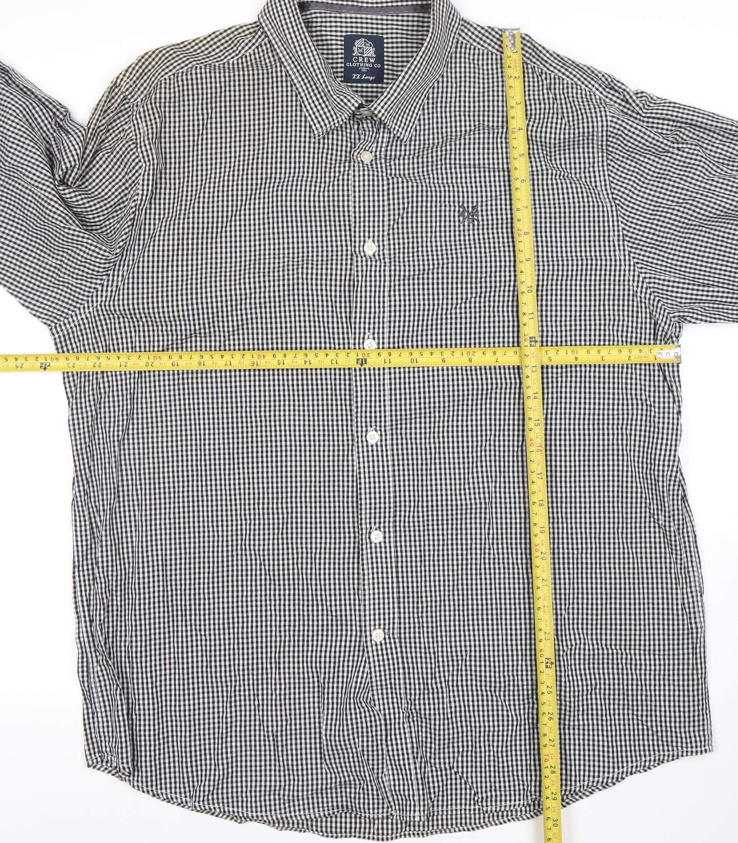 Crew Clothing Co. Men’s Black Check Long Sleeve Button-Up Shirt 2XL