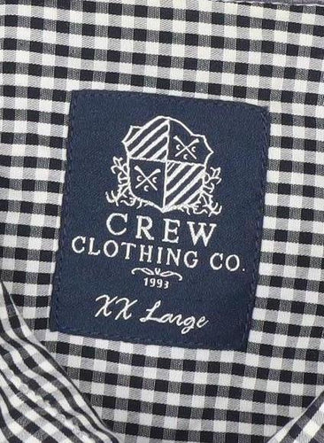 Crew Clothing Co. Men’s Black Check Long Sleeve Button-Up Shirt 2XL