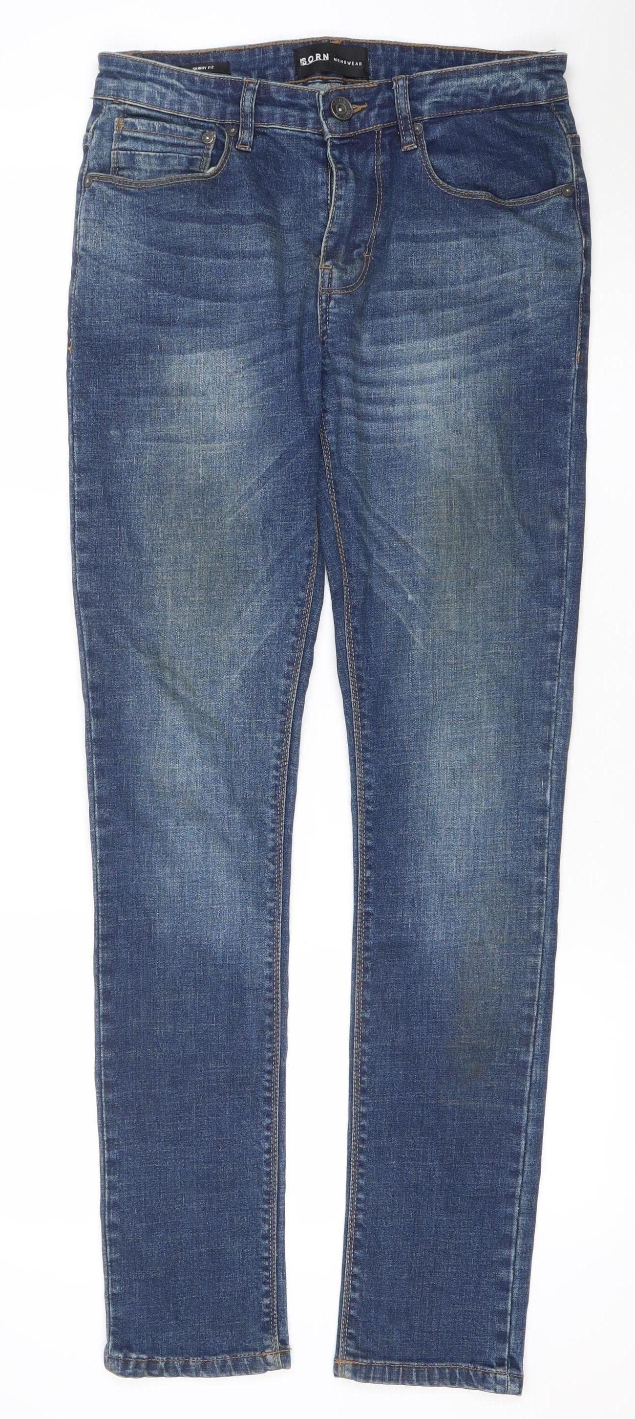 Born Menswear Blue 28x32 Slim Fit Denim Jeans Classic Style