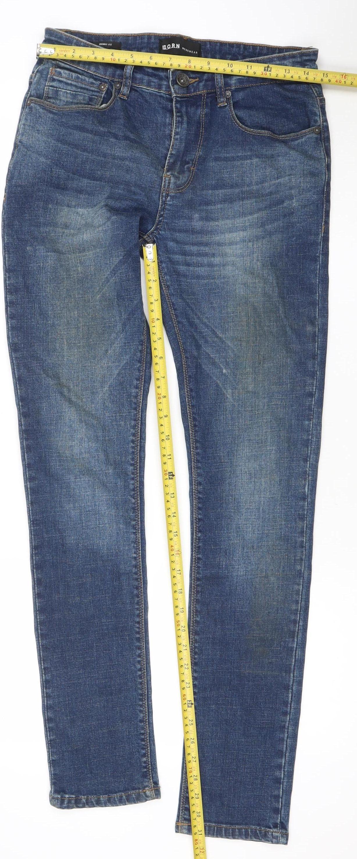 Born Menswear Blue 28x32 Slim Fit Denim Jeans Classic Style