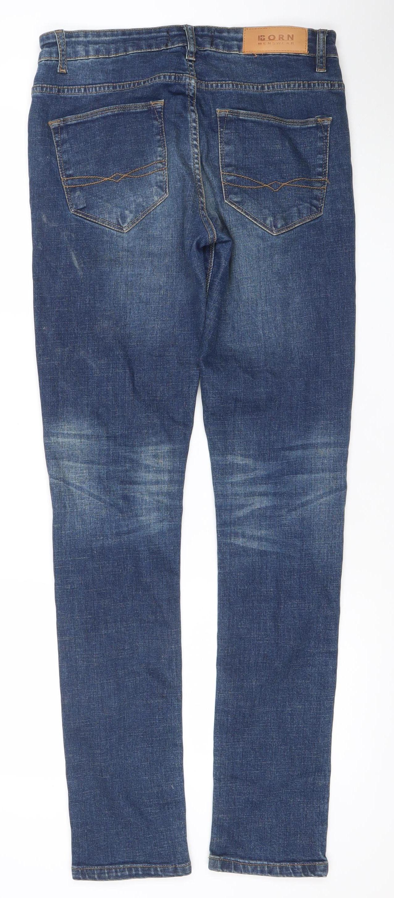 Born Menswear Blue 28x32 Slim Fit Denim Jeans Classic Style