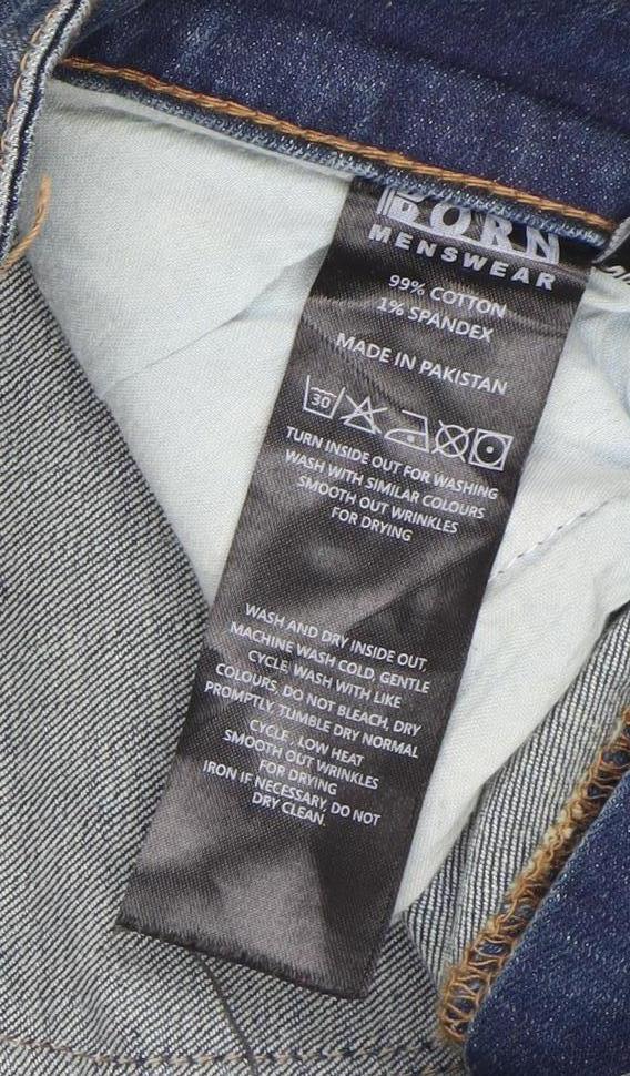 Born Menswear Blue 28x32 Slim Fit Denim Jeans Classic Style