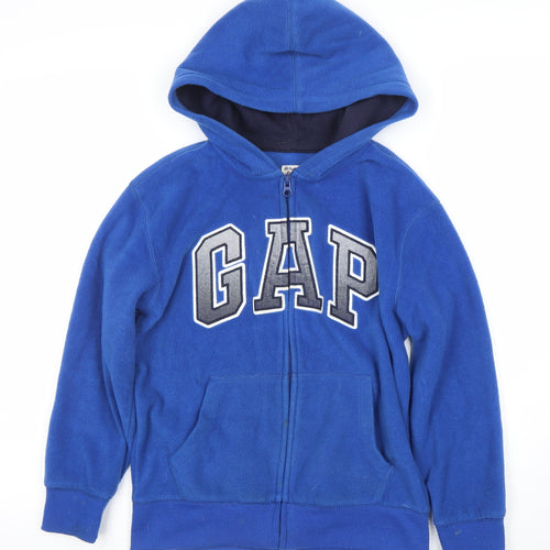 GAP Boys Blue Fleece Zip Hoodie Jacket 8-9 Years Hooded Cotton Lined