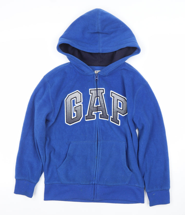 GAP Boys Blue Fleece Zip Hoodie Jacket 8-9 Years Hooded Cotton Lined